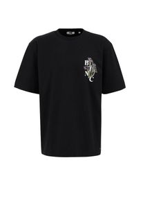 WE Fashion, Hommes T-Shirt, kaki / violet / noir / blanc