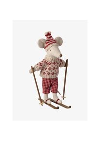 Maileg Stoffpuppe Wintermaus mit Skiset Mama Papa dunkelrot
