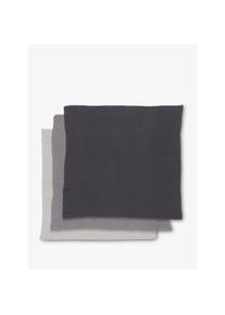 Solwang Lot de 3 lavettes gris