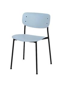 meet by Paperflow Bistrostuhl SOHO, stapelbar, Gestell schwarz, Kunststoff-Sitz blau, 2er-Set