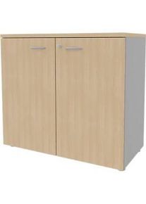 Schrank ARLON OFFICE, 2 Ordnerhöhen, abschliessbar, B 900 x T 450 x H 816 mm, Eiche-Dekor/alu