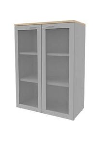 Glastürenschrank ARLON OFFICE, 3 Ordnerhöhen, Türen mit Rahmen, B 900 mm, Eiche-Dekor