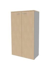 Schrank ARLON OFFICE, 4 Ordnerhöhen, abschliessbar, B 900 x T 450 x H 1600 mm, Eiche-Dekor/alu