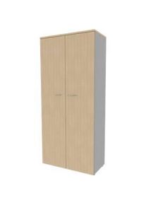 Schrank ARLON OFFICE, 5 Ordnerhöhen, abschliessbar, B 900 x T 450 x H 2000 mm, Eiche-Dekor/alu