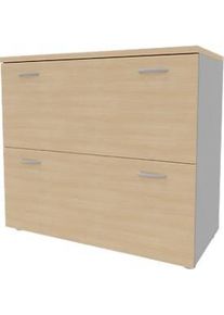 Hängeregistraturschrank ARLON OFFICE, 2 Ordnerhöhen, B 900 x T 450 x H 816 mm, Eiche-Dekor/alu