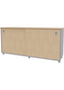 Schiebetürenschrank ARLON OFFICE, 2 Fächer, abschliessbar, Muschelgriffe, B 1600 x T 450 x H 730 mm, Eiche-Dekor