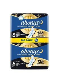 always Ultra Binde Secure Night Extra mit Flügel BigPack, 14 Stück