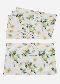 Tischset (4er Pack) mit Zitronendruck in weiss | 45x30 cm | bonprix