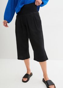 Musselin Capri-Hose in schwarz, Grösse 54, 100% Baumwolle, bonprix