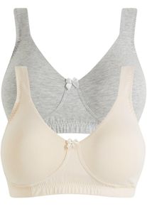 Minimizer T-Shirt BH ohne Bügel mit Bio-Baumwolle (2er Pack) in beige, Grösse 75F, 95% Baumwolle, bonprix