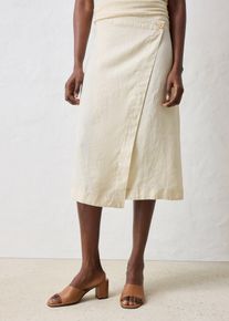 Wickelrock aus reinem Leinen in beige, Grösse 42, bonprix