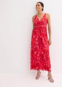 bedrucktes Maxikleid aus softem Mesh in rot, Grösse 44/46 (L), bonprix