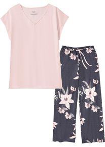 Pyjama mit weiter Hose in rosa, Grösse 52/54 (XXL), 100% Baumwolle, bonprix