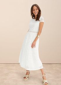 Spitzenkleid mit Häkel-Einsatz in der Taille in weiss, Grösse 36/38 (S), bonprix
