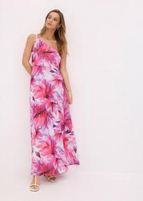One-Shoulder-Kleid aus strukturiertem Crepe in weiss, Grösse 48, bonprix