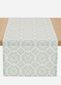 Bio Baumwoll Tischläufer mit Ornamenten in grün | 180x30 cm | 100% Baumwolle | bonprix