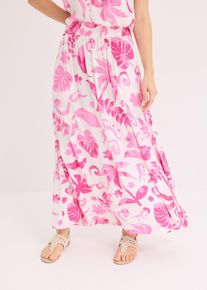 Maxirock aus strukturierter Viskose in weiss, Gr&ouml;sse 52, bonprix