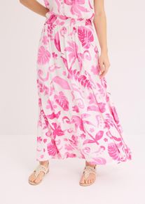 Maxirock aus strukturierter Viskose in weiss, Gr&ouml;sse 52, bonprix