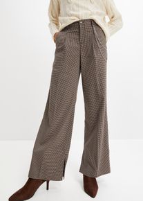 Karierte Bundfaltenhose mit abnehmbarer Kette in braun, Grösse 48, bonprix