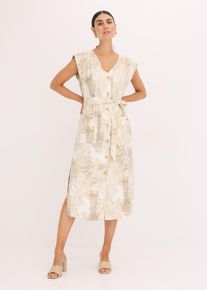 Viskose-Kleid mit Bindeband (2-tlg.Set) in beige, Gr&ouml;sse 52, bonprix