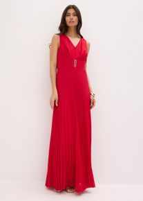 Chiffonkleid mit Plisseé-Rock und Accessoire-Schnalle in rot, Grösse 48, bonprix