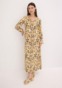 bedrucktes Kaftan-Kleid aus flie&szlig;ender Viskose in weiss, Gr&ouml;sse 40, bonprix