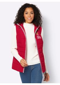 WITT Damen Kapuzenweste mit Adventure-Aufdruck, rot, Größe 46, 100% Polyester. Netzware: 100% Polyester. Wattierung: 100% Polyester