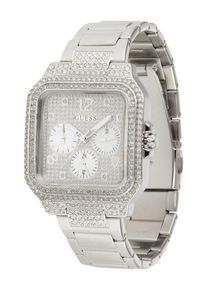 Guess, Femmes Montre à affichage analogique, argent / blanc