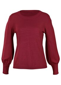 Witt Damen Rundhalspullover mit Ballon-Ärmeln, dunkelrot, Größe 40, 80% Viskose, 20% Polyamid