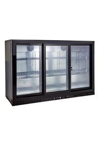 Barkühlschrank ECO 350 mit Schiebetüren schwarz, LED Beleuchtung, unterbaubar | Gastro Kühlschrank
