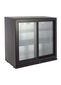 Barkühlschrank ECO 230 mit Schiebetüren schwarz, LED Beleuchtung, unterbaubar | Gastro Kühlschrank
