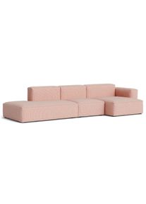 Mags Soft Sofa 3-Sitzer Combination 4 Low Armrest Armlehne rechts Hay Stoff Tartaglia Rot/Weiß mit Beige Naht