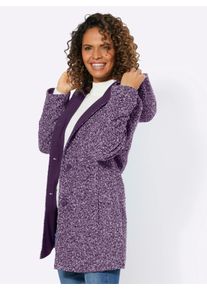 WITT Damen Boucléjacke mit Kapuze, pflaume-meliert, Größe 40, 90% Polyester, 10% Wolle. Kapuzenfutter: 100% Polyester