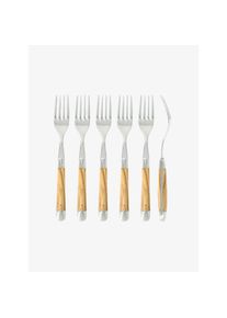 FORGE DE LAGUIOLE Gabel Set 6 tlg. hellbraun gestreift
