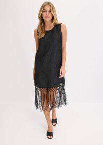 Minikleid mit Fransen in schwarz, Grösse 42, bonprix