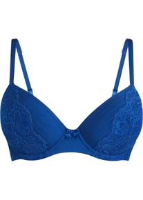 Schalen BH mit Bügel und Glanzeffekt in blau, Grösse 100B, bonprix