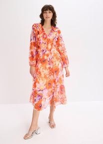 Chiffonkleid mit Volants in orange, Grösse 38, bonprix