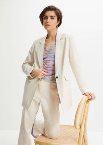 Longblazer aus Leinen-Viskose-Mix in beige, Grösse 50, bonprix