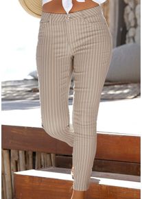 Lascana Witt Damen 7/8-Jeggings, sand-wei&szlig;-gestreift, Gr&ouml;&szlig;e 38, 67% Baumwolle, 29% Polyester, 4% Elasthan