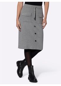 Heine Witt Damen Strickrock mit Zierknöpfen, grau-meliert, Größe 46, 50% Viskose, 28% Polyester, 22% Polyamid