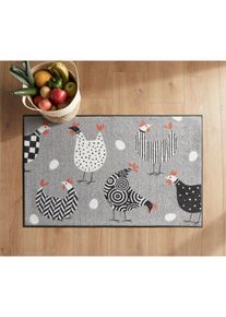 wash+dry by Kleen-Tex Witt Fussmatte, grau-wei&szlig;-gemustert, Gr&ouml;&szlig;e 40x60 cm - rechteckig, 100% Polyamid. R&uuml;ckseite: 100% Gummi