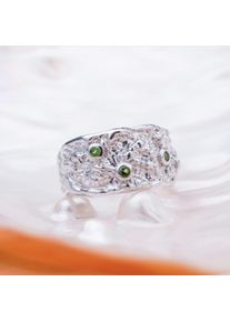 Holzkern Silverstream Ring Silber und Diopsid