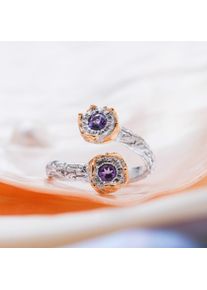 Holzkern Silverstream Ring Gold und Amethyst