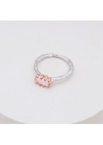 Holzkern Silverstream Ring Roségold und Rosenquarz