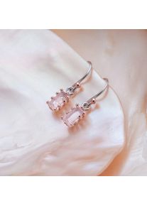 Holzkern Ohrringe Damen Roségold und Rosenquarz