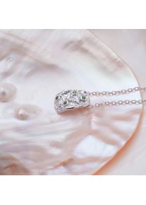 Holzkern Halsketten Damen Silber und Diopsid