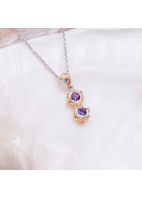 Holzkern Halsketten Damen Gold und Amethyst