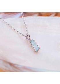 Holzkern Halsketten Damen Roségold und Aquamarin