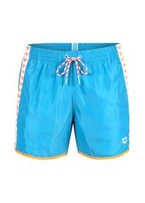 arena, Hommes Shorts de bain 'TEAM STRIPE', bleu clair / orange / blanc