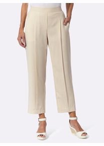 WITT Damen Bundfaltenhose in Leinen-Optik, sand, Größe 46, 100% Polyester